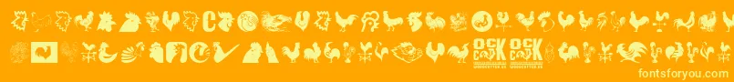 Cock Font – Yellow Fonts on Orange Background