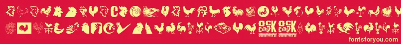Cock Font – Yellow Fonts on Red Background