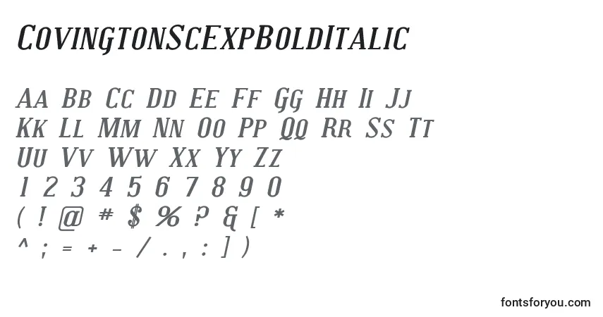 Schriftart CovingtonScExpBoldItalic – Alphabet, Zahlen, spezielle Symbole