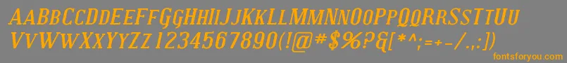 CovingtonScExpBoldItalic-Schriftart – Orangefarbene Schriften auf grauem Hintergrund