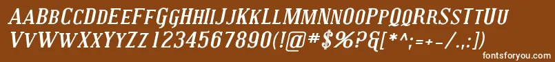 フォントCovingtonScExpBoldItalic – 茶色の背景に白い文字