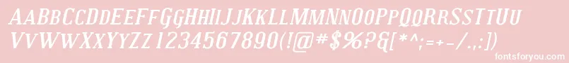 Weitere Informationen zur CovingtonScExpBoldItalic-Schriftart CovingtonScExpBoldItalic-Schriftart – Weiße Schriften auf rosa Hintergrund