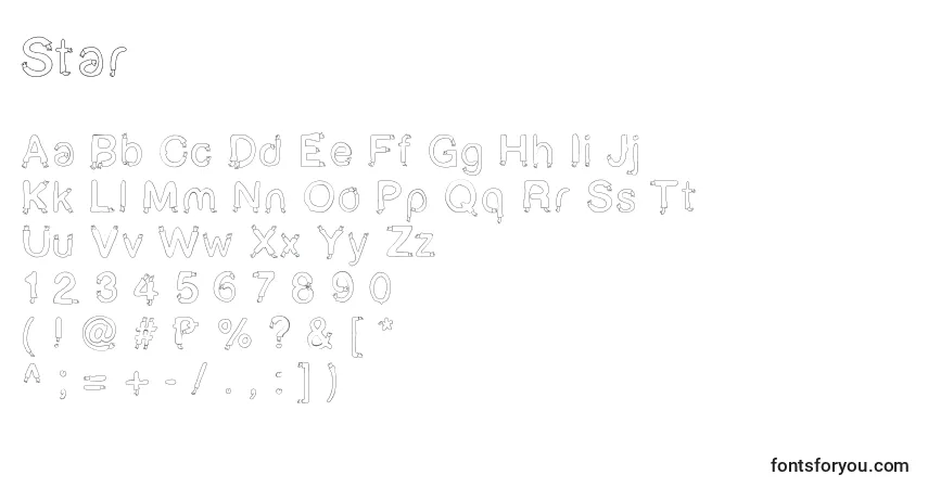 Czcionka Star – alfabet, cyfry, specjalne znaki