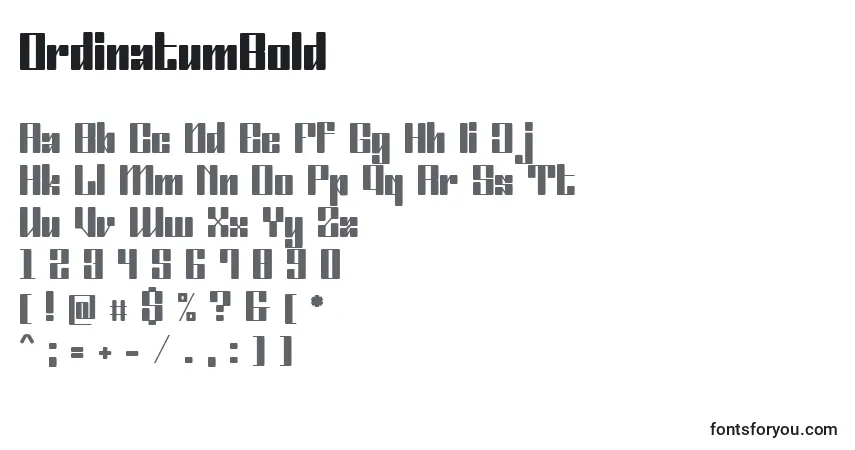 OrdinatumBoldフォント–アルファベット、数字、特殊文字