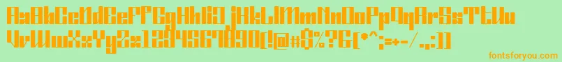 OrdinatumBold-Schriftart – Orangefarbene Schriften auf grünem Hintergrund