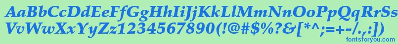 PalatinoltstdBlackitalic-fontti – siniset fontit vihreällä taustalla
