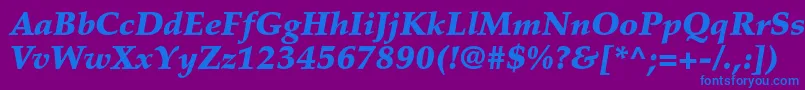 PalatinoltstdBlackitalic-Schriftart – Blaue Schriften auf violettem Hintergrund