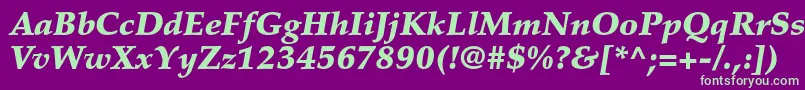 PalatinoltstdBlackitalic-Schriftart – Grüne Schriften auf violettem Hintergrund