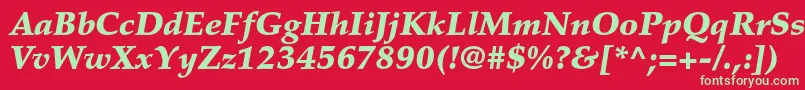PalatinoltstdBlackitalic Font – Green Fonts on Red Background