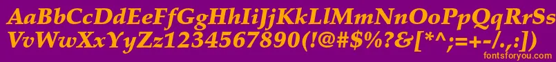 PalatinoltstdBlackitalic-Schriftart – Orangefarbene Schriften auf violettem Hintergrund