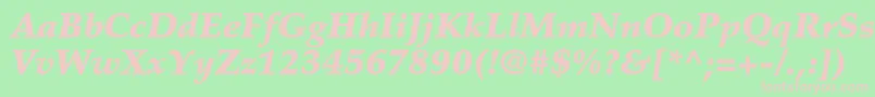 PalatinoltstdBlackitalic-fontti – vaaleanpunaiset fontit vihreällä taustalla