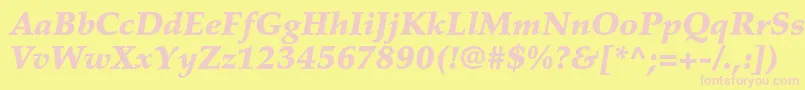 Fonte PalatinoltstdBlackitalic – fontes rosa em um fundo amarelo
