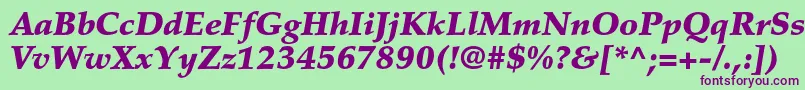 フォントPalatinoltstdBlackitalic – 緑の背景に紫のフォント
