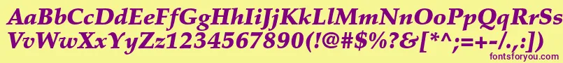 PalatinoltstdBlackitalic-Schriftart – Violette Schriften auf gelbem Hintergrund