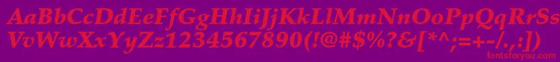 Fonte PalatinoltstdBlackitalic – fontes vermelhas em um fundo violeta