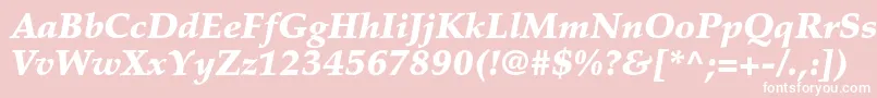 PalatinoltstdBlackitalic-Schriftart – Weiße Schriften auf rosa Hintergrund