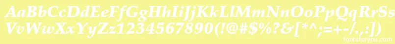 PalatinoltstdBlackitalic-fontti – valkoiset fontit keltaisella taustalla