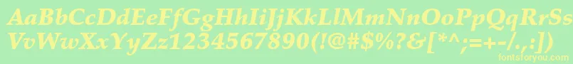 フォントPalatinoltstdBlackitalic – 黄色の文字が緑の背景にあります