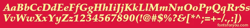 PalatinoltstdBlackitalic-Schriftart – Gelbe Schriften auf rotem Hintergrund