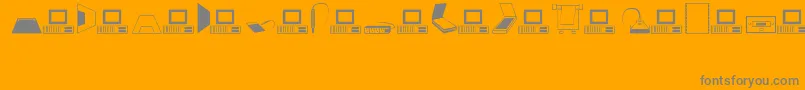 Computers-Schriftart – Graue Schriften auf orangefarbenem Hintergrund