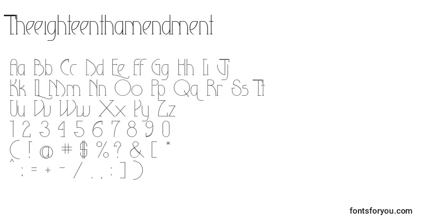 A fonte Theeighteenthamendment – alfabeto, números, caracteres especiais