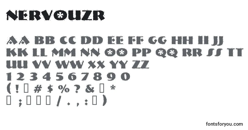 Czcionka Nervouzr – alfabet, cyfry, specjalne znaki