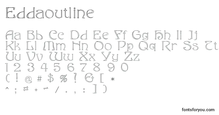 A fonte Eddaoutline (87751) – alfabeto, números, caracteres especiais