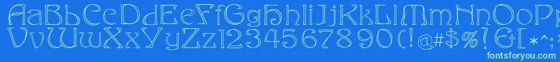 Eddaoutline Font – Green Fonts on Blue Background