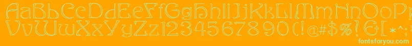 Eddaoutline-Schriftart – Grüne Schriften auf orangefarbenem Hintergrund