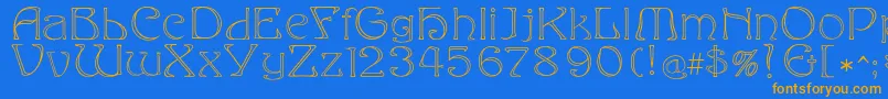 フォントEddaoutline – オレンジ色の文字が青い背景にあります。