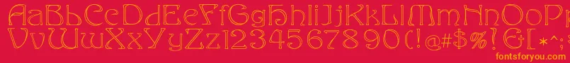 フォントEddaoutline – 赤い背景にオレンジの文字