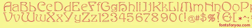 Eddaoutline Font – Red Fonts on Yellow Background