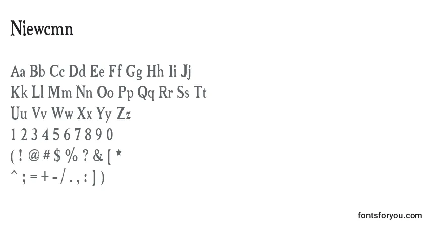 A fonte Niewcmn – alfabeto, números, caracteres especiais