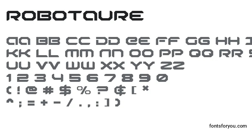 A fonte Robotaure – alfabeto, números, caracteres especiais