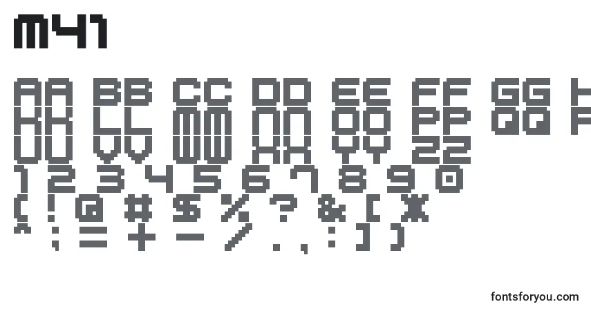 A fonte M41 – alfabeto, números, caracteres especiais