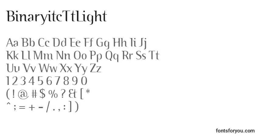 A fonte BinaryitcTtLight – alfabeto, números, caracteres especiais