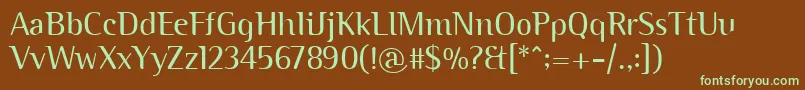 BinaryitcTtLight-fontti – vihreät fontit ruskealla taustalla