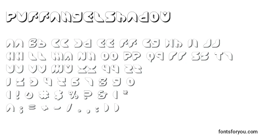 Schriftart PuffAngelShadow – Alphabet, Zahlen, spezielle Symbole