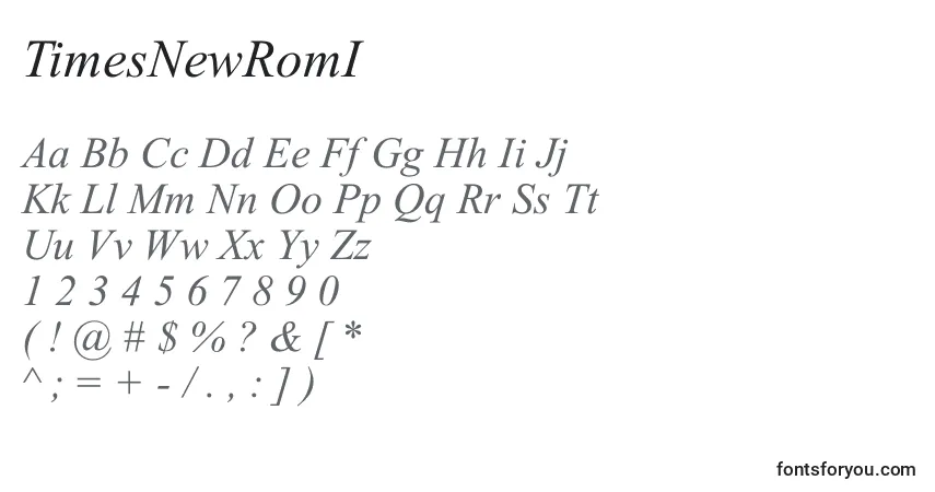 Шрифт TimesNewRomI – алфавит, цифры, специальные символы
