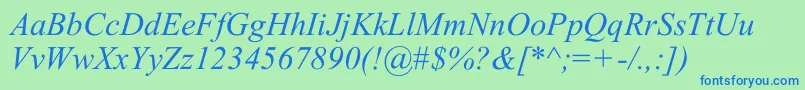 TimesNewRomI Font – Blue Fonts on Green Background