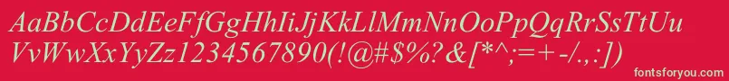 TimesNewRomI Font – Green Fonts on Red Background