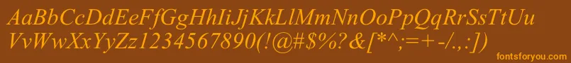 TimesNewRomI Font – Orange Fonts on Brown Background