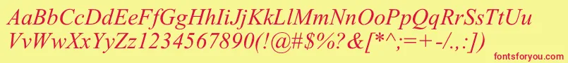 TimesNewRomI Font – Red Fonts on Yellow Background