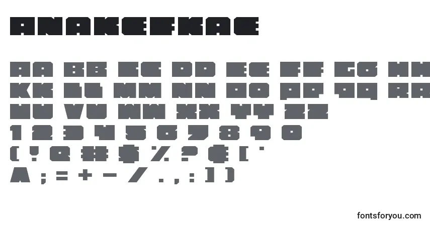 A fonte Anakefkae – alfabeto, números, caracteres especiais