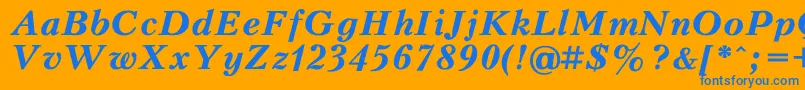 PeterburgBoldItalic Font – Blue Fonts on Orange Background