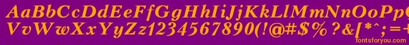 PeterburgBoldItalic-fontti – oranssit fontit violetilla taustalla