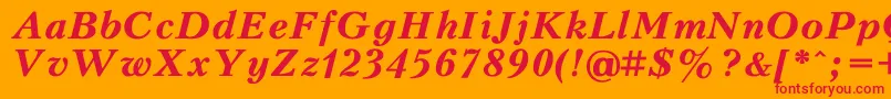 PeterburgBoldItalic Font – Red Fonts on Orange Background