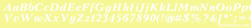 PeterburgBoldItalic-Schriftart – Weiße Schriften auf gelbem Hintergrund
