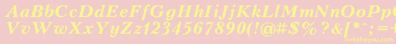 PeterburgBoldItalic-Schriftart – Gelbe Schriften auf rosa Hintergrund