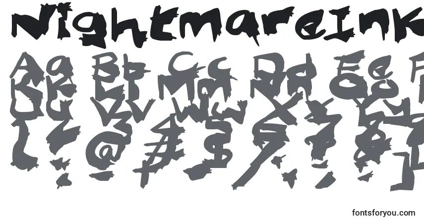 Шрифт NightmareInk – алфавит, цифры, специальные символы